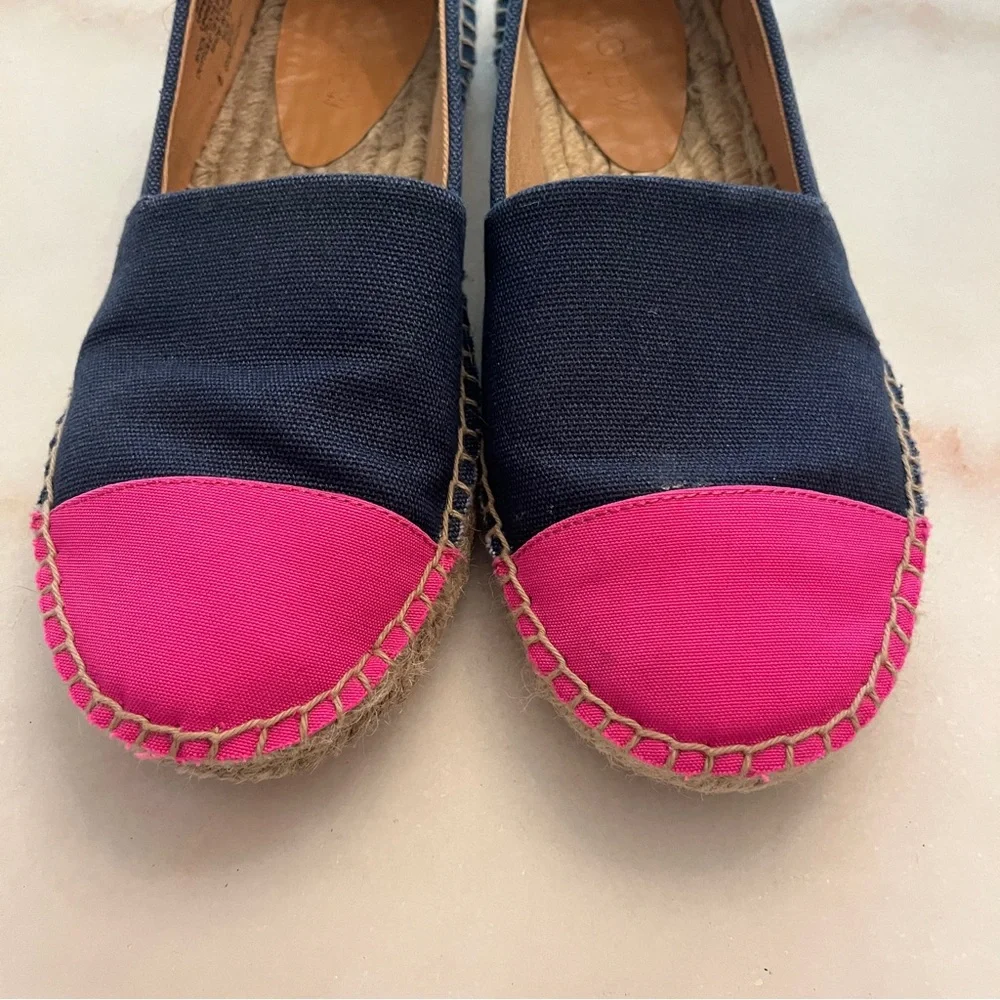 J Crew Colorblock Canvas Espadrilles Navy and Pink Size 7 - Picture 6 of 12